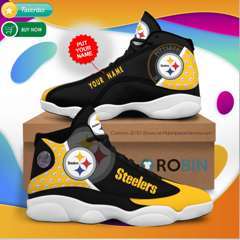 Personalized Name Pittsburgh Steelers Team Jordan 13 Sneakers – Custom JD13 Shoes