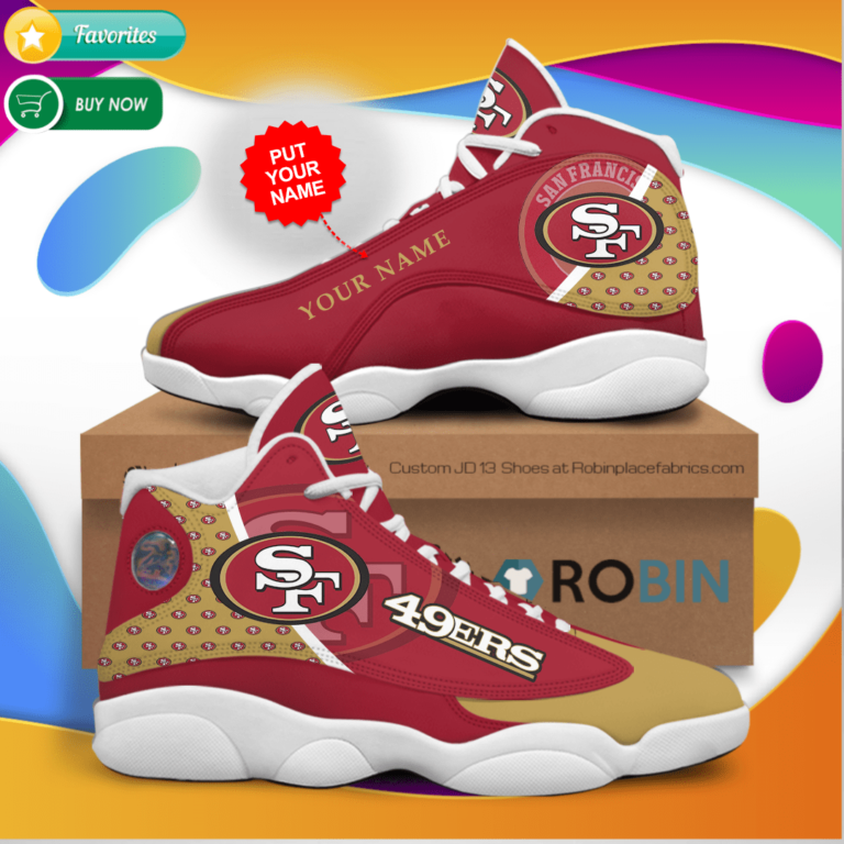 Personalized Name San Francisco 49ers Football Jordan 13 Sneakers – Custom JD13 Shoes