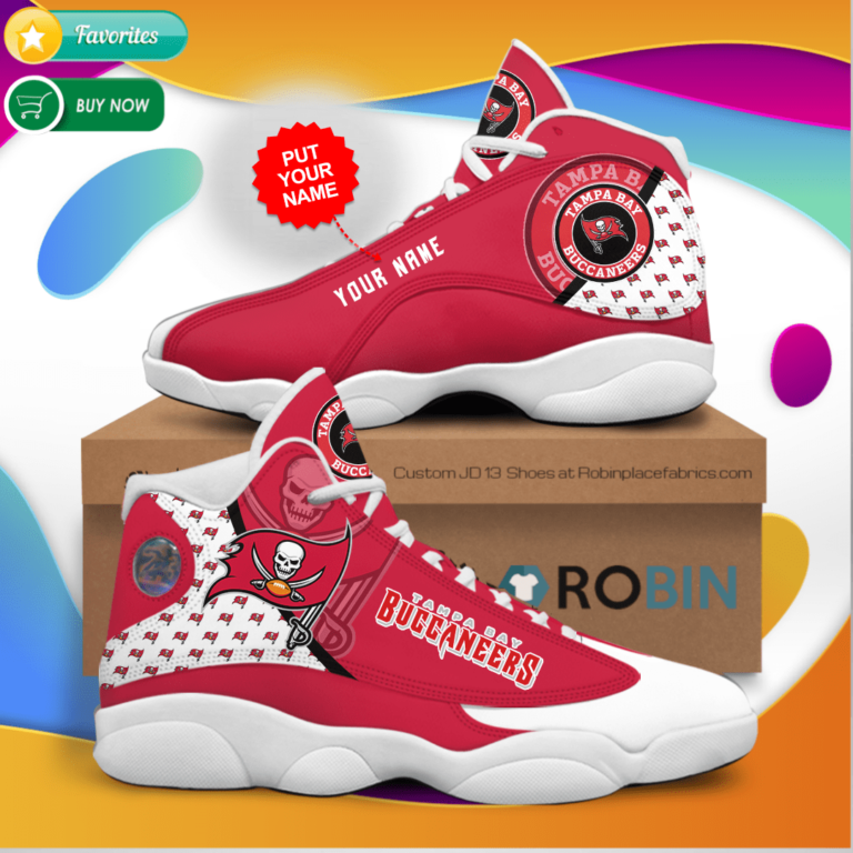 Personalized Name Tampa Bay Buccaneers Jordan 13 Sneakers – Custom JD13 Shoes