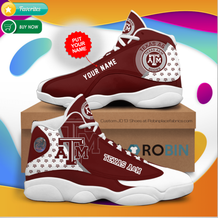 Personalized Name Texas A&m Aggies Jordan 13 Sneakers – Custom JD13 Shoes