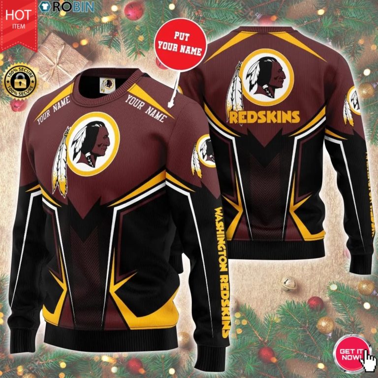 Personalized Name Washington Redskins 3D Print Wool Sweater