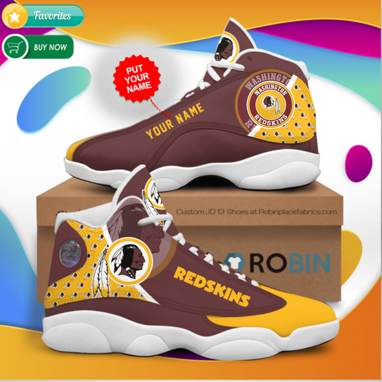 Personalized Name Washington Redskins Jordan 13 Sneakers – Custom JD13 Shoes