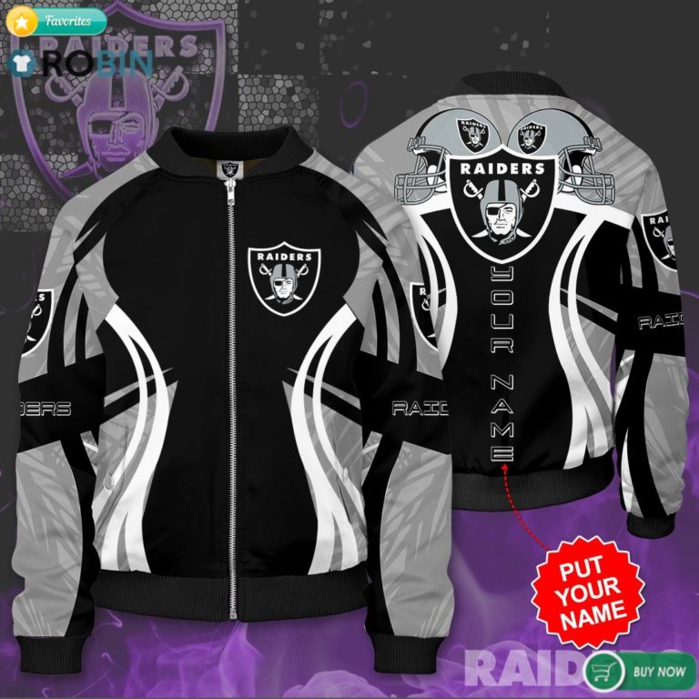 Personalized Oakland Raiders Football Bomber Jacket 3D