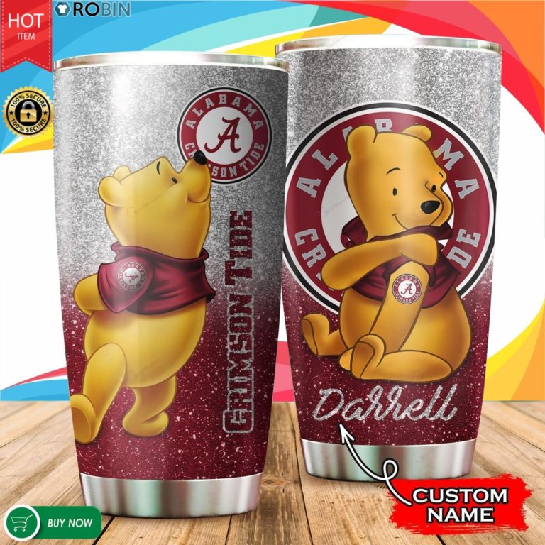 Personalized Pooh Alabama Crimson Tide Tattoo 20oz Tumbler