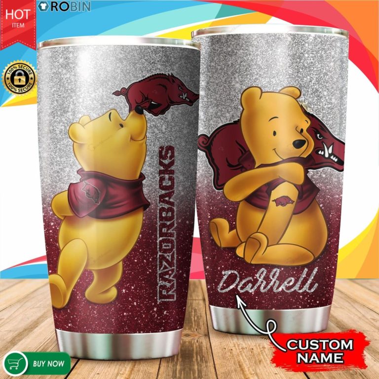 Personalized Pooh Arkansas Razorbacks Tattoo 20oz Tumbler