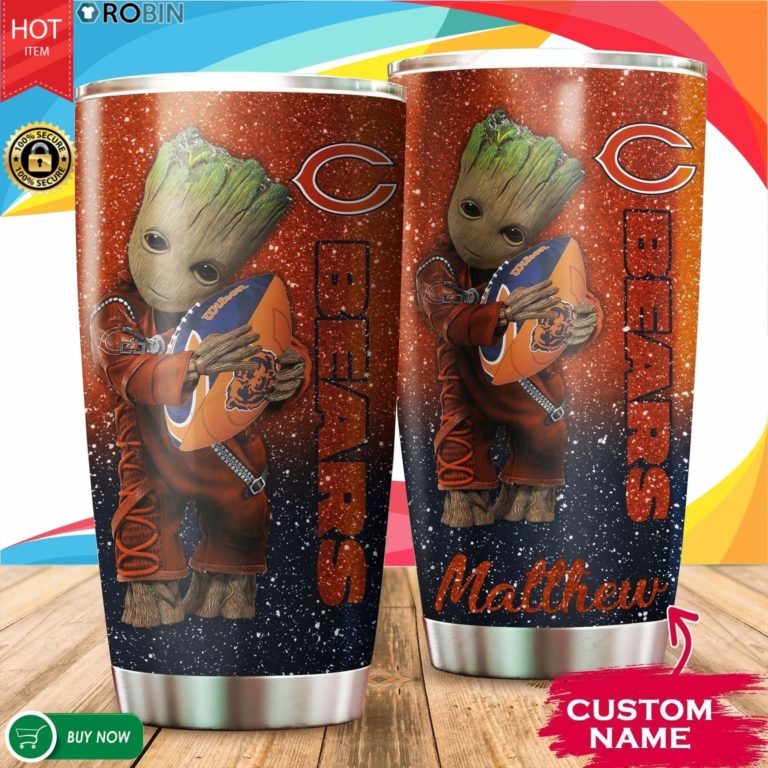 Personalized Pooh Chicago Bears Tattoo 20oz Tumbler