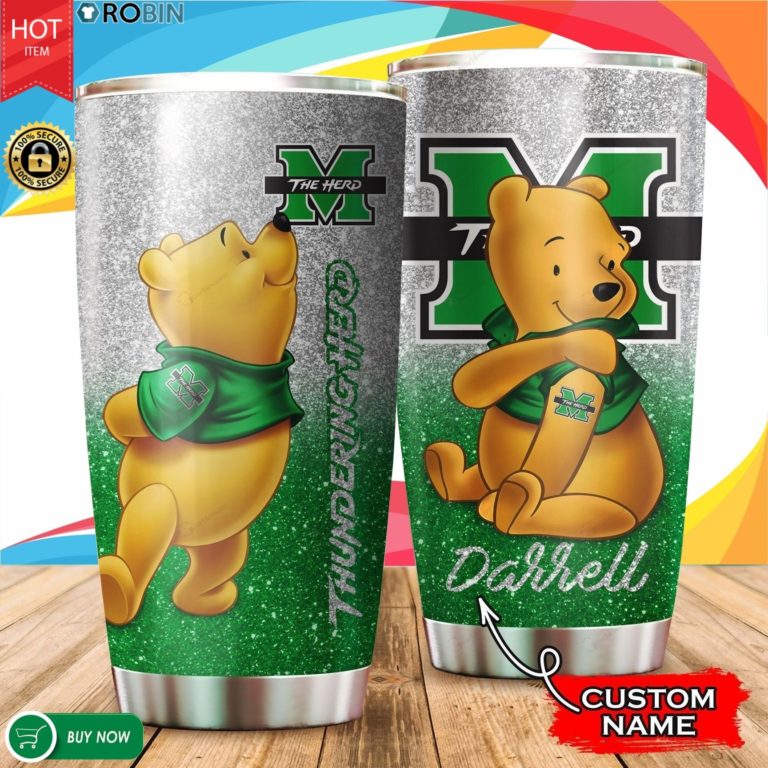 Personalized Pooh Marshall Thundering Herd Tattoo 20oz Tumbler