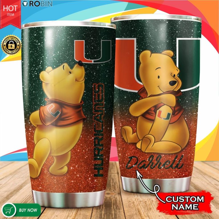 Personalized Pooh Miami Hurricanes Tattoo 20oz Tumbler