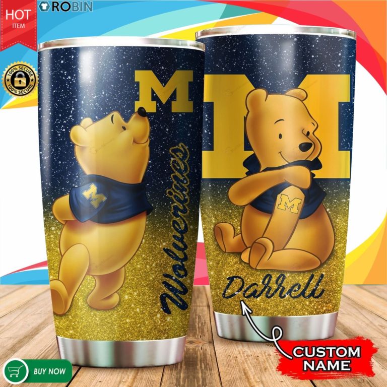 Personalized Pooh Michigan Wolverines Tattoo 20oz Tumbler