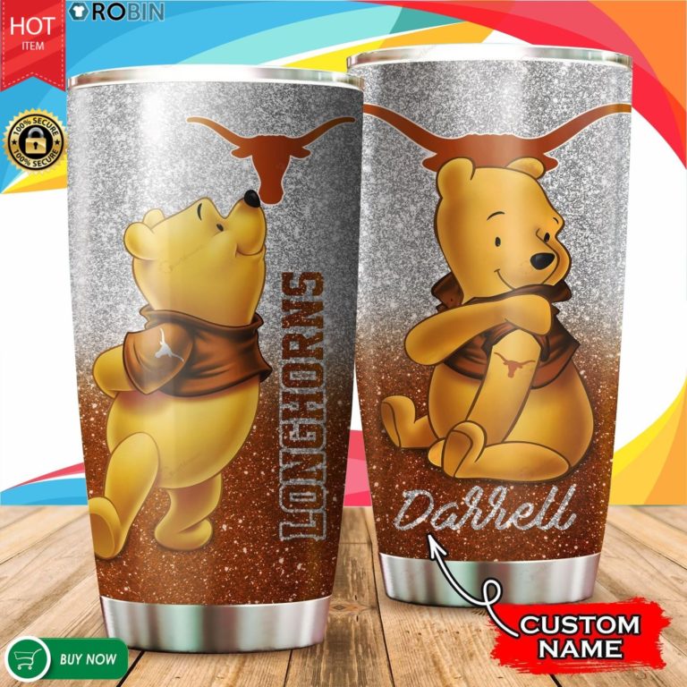Personalized Pooh Texas Longhorns Tattoo 20oz Tumbler