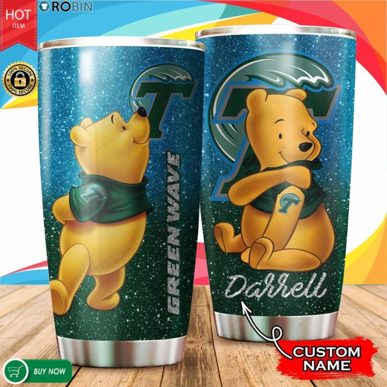 Personalized Pooh Tulane Green Wave Tattoo 20oz Tumbler