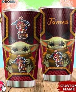 Personalized Name Baby Yoda Hug Captain Morgan 20oz Tumbler