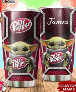 Personalized Name Baby Yoda Hug DrPepper 20oz Tumbler