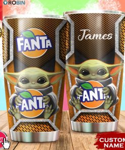 Personalized Name Baby Yoda Hug Fanta 20oz Tumbler