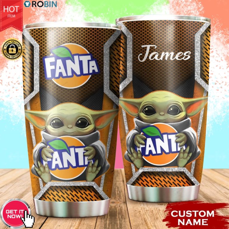 Personalized Name Baby Yoda Hug Fanta 20oz Tumbler