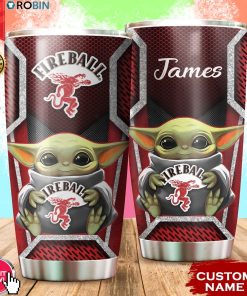 Personalized Name Baby Yoda Hug Fireball 20oz Tumbler