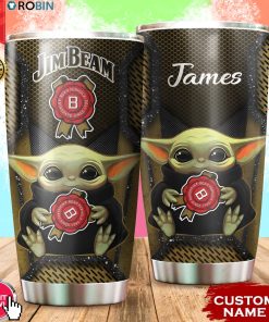 Personalized Name Baby Yoda Hug Jim Beam 20oz Tumbler