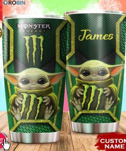 Personalized Name Baby Yoda Hug Monster Enegy 20oz Tumbler Personalized Name Baby Yoda Hug Monster Enegy 20oz Tumbler