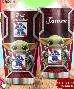 Personalized Name Baby Yoda Hug Pabst Ribbon 20oz Tumbler