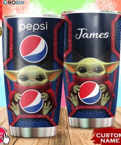 Personalized Name Baby Yoda Hug Pepsi 20oz Tumbler