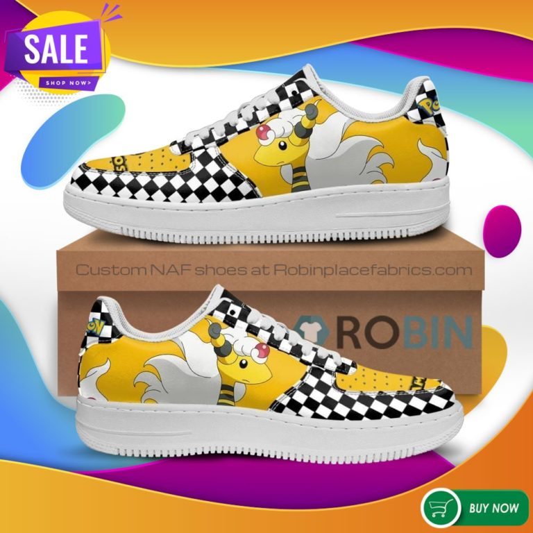 Poke Ampharos Air Force Sneakers Checkerboard Custom Pokemon NAF Shoes