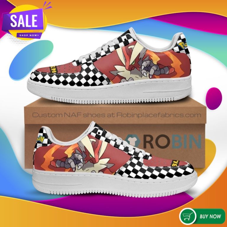 Poke Blaziken Air Force Sneakers Checkerboard Custom Pokemon NAF Shoes