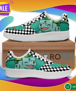 Poke Bulbasaur Air Force Sneakers Checkerboard Custom Pokemon NAF Shoes
