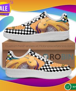 Poke Dragonite Air Force Sneakers Checkerboard Custom Pokemon NAF Shoes