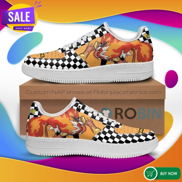 Poke Infernape Air Force Sneakers Checkerboard Custom Pokemon NAF Shoes
