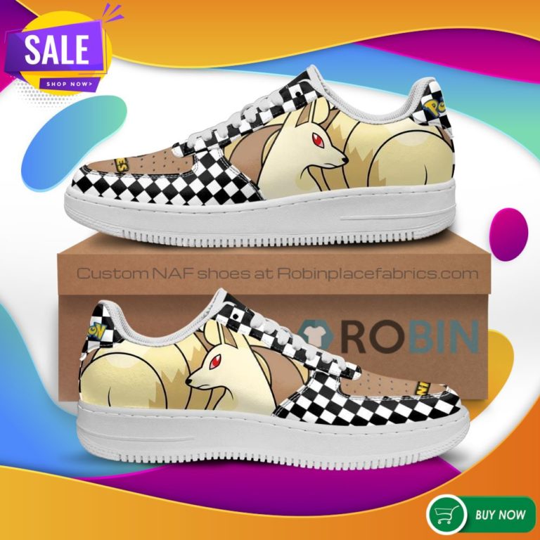 Poke Ninetales Air Force Sneakers Checkerboard Custom Pokemon NAF Shoes