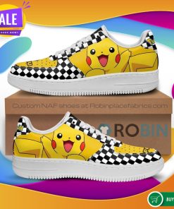 Poke Pikachu Air Force Sneakers Checkerboard Custom Pokemon NAF Shoes