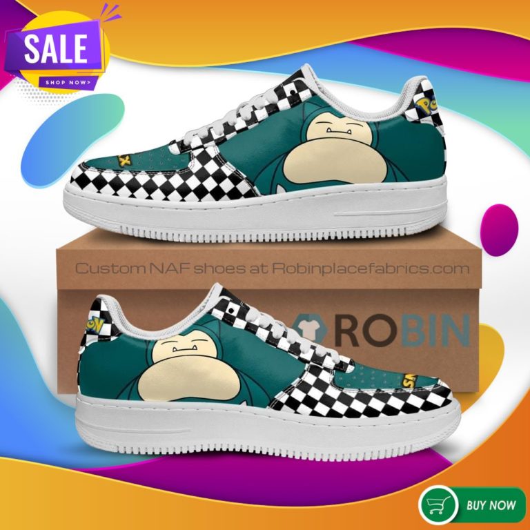 Poke Snorlax Air Force Sneakers Checkerboard Custom Pokemon NAF Shoes