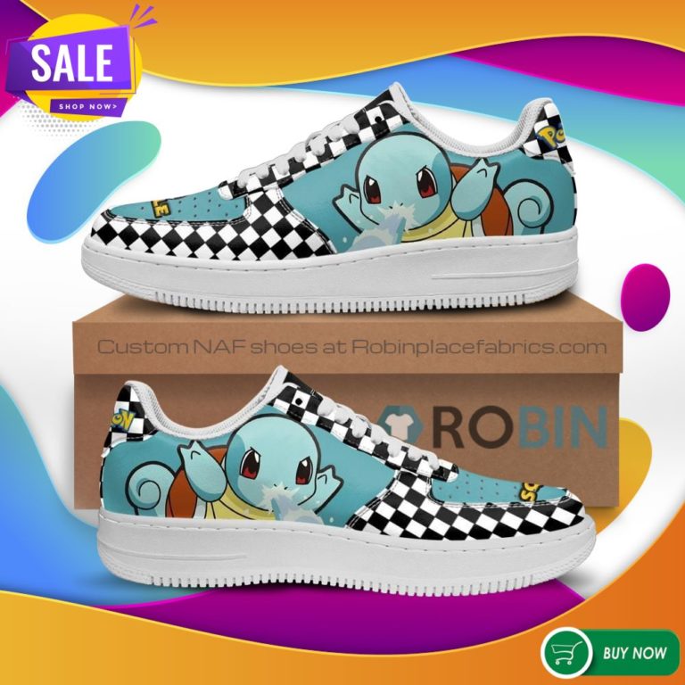 Poke Squirtle Air Force Sneakers Checkerboard Custom Pokemon NAF Shoes