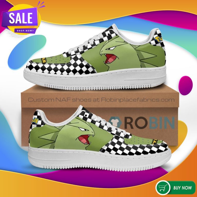 Poke Tyranitar Air Force Sneakers Checkerboard Custom Pokemon NAF Shoes