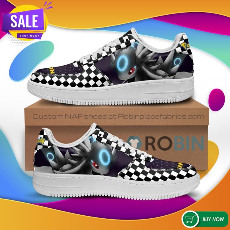 Poke Umbreon Air Force Sneakers Checkerboard Custom Pokemon NAF Shoes