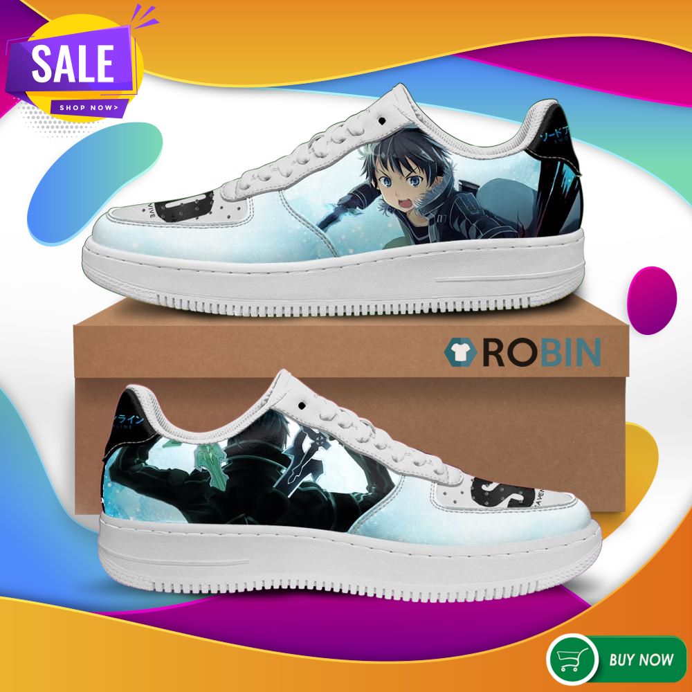 SAO Kirito Air Force Shoes Sword Art Online Anime Sneakers -  RobinPlaceFabrics