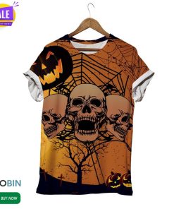 Scary Skull Halloween Pumpkin  3D All Over Print T-Shirt Scary Skull Halloween Pumpkin  3D All Over Print T-Shirt