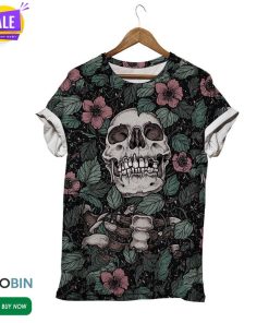 Horror Cranial Dark Floral Tee 3D All Over Print T-Shirt