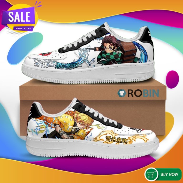 Tanjiro And Zenitsu Air Force Sneakers Demon Slayer Anime Custom NAF Shoes