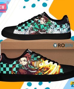 Tanjiro Sun & Water Breathing Skate Shoes Demon Slayer Anime Custom Sneaker Tanjiro Sun & Water Breathing Skate Shoes Demon Slayer Anime Custom Sneaker