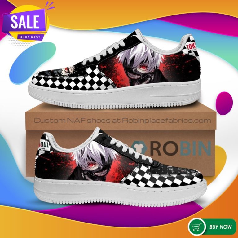 Tokyo Ghoul Kaneki Air Force Sneakers Custom Checkerboard NAF Shoes Anime