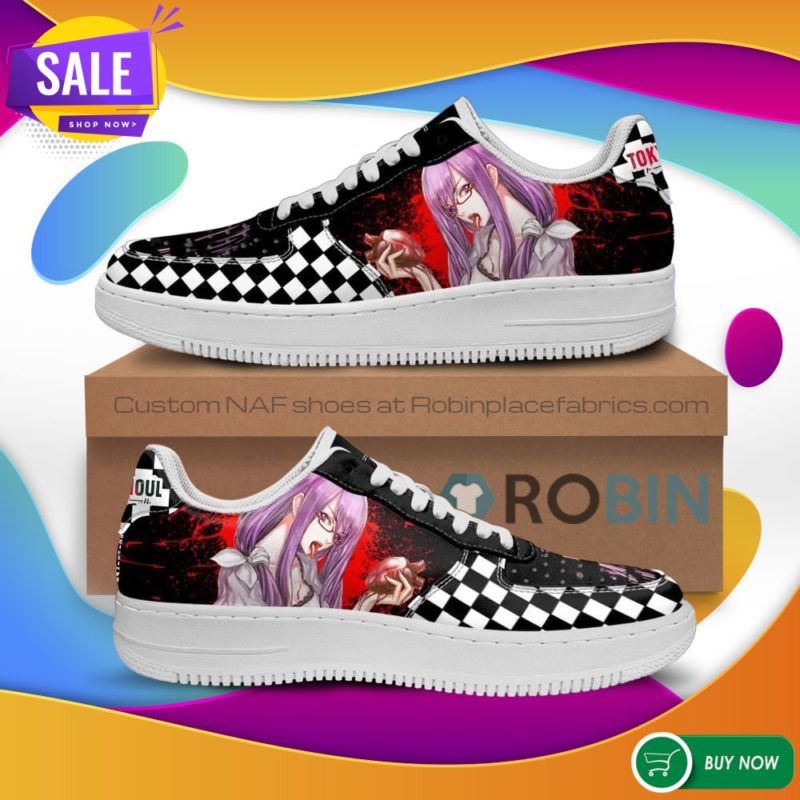 Tokyo Ghoul Rize Air Force Sneakers Custom Checkerboard NAF Shoes Anime