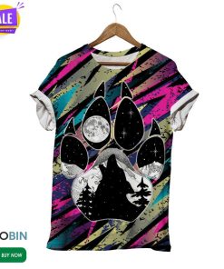 Wolf On A Full Moon Night  3D All Over Print T-Shirt