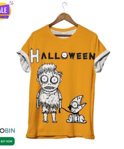 Halloween Zombie And His Dog   3D All Over Print T-Shirt