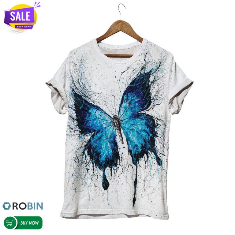 Beautiful Blue Butterfly  3D All Over Print T-Shirt