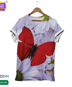 Red Giant Butterfly Floral  3D All Over Print T-Shirt Red Giant Butterfly Floral  3D All Over Print T-Shirt