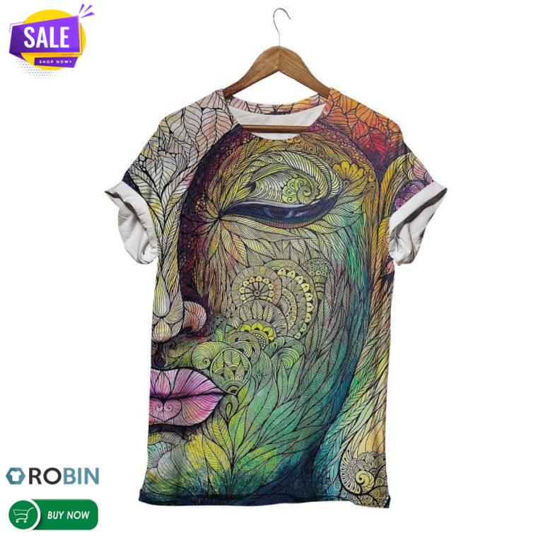 Botanical Mystery Buddha  3D All Over Print T-Shirt