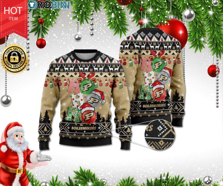Purdue Boilermakers 3Ho Ho Ho 3D Print Christmas Wool Sweater