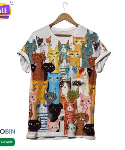Cartoon Cats Emotions  3D All Over Print T-Shirt