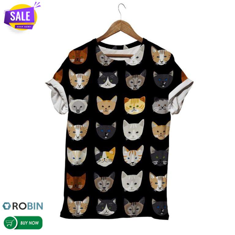 Cat Face Emotions  3D All Over Print T-Shirt
